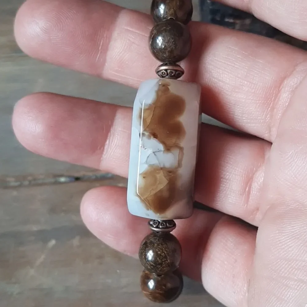 Agate & Bronzite Stretch Bracelet